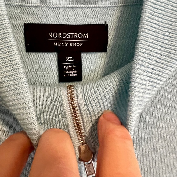 NWT Light Blue Nordstrom Quarter Zip Sweater XL - Picture 2 of 4